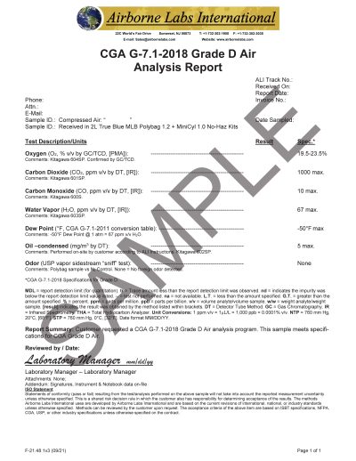 CGA Grade D Air Program - Airborne Labs International